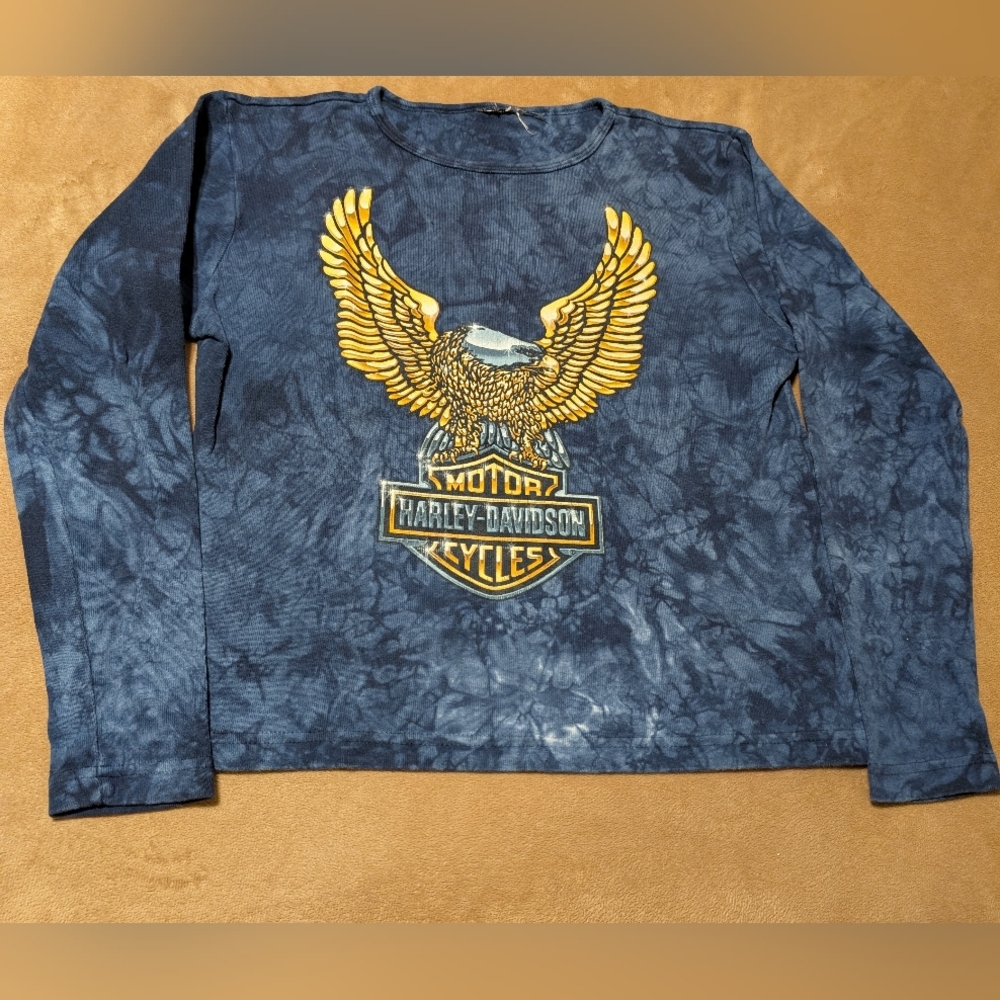 Authentic Vintage Harley-Davidson® Ladies Navy Long Sleeve - Picture 5 of 7